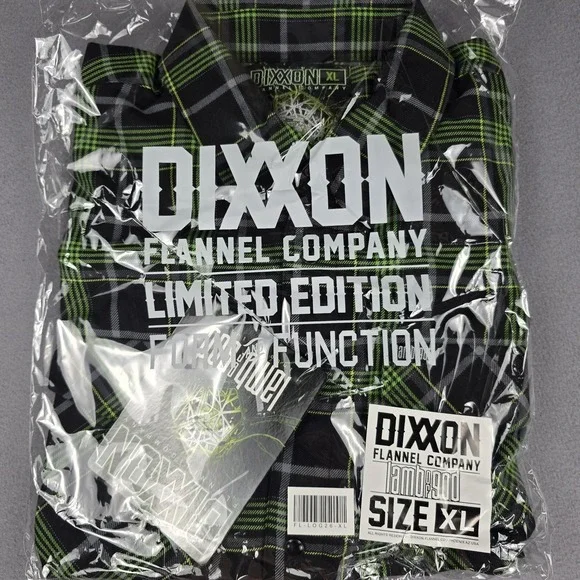 Dixxon Flannel Company Lamb Of God Shirt Mens XL Green Black Plaid Button Up NWT - Picture 3 of 4